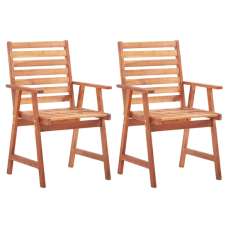 Arana Outdoor Natural Acacia Wooden Dining Chairs In Pair - UK