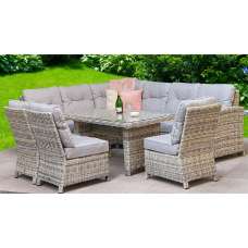 Arax Glass Top Garden Corner Dining Set In Grey - UK