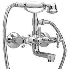 Arcadia Wall Mounted Bath Shower Mixer Tap With Shower Kit - Chrome - UK