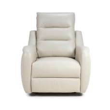Arcata Faux Leather Electric Recliner 1 Seater Sofa In Chalk - UK