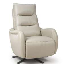 Arcata Faux Leather Electric Recliner Chair In Chalk - UK
