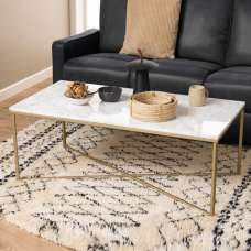 Arcata Marble Rectangular Coffee Table In White - UK