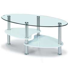 Archet Clear Glass Coffee Table With White Gloss Shelves - UK