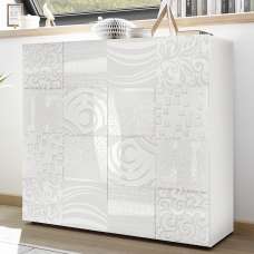 Ardent High Gloss Highboard With 2 Doors In White - UK