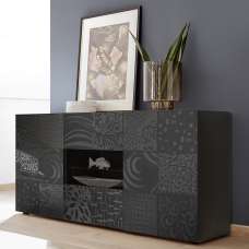 Ardent High Gloss Sideboard With 2 Doors 2 Drawers In Grey - UK