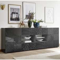 Ardent High Gloss Sideboard With 2 Doors 4 Drawers In Grey - UK