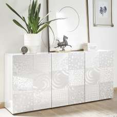 Ardent High Gloss Sideboard With 3 Doors In White - UK