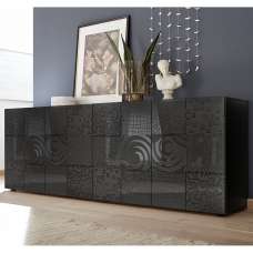 Ardent High Gloss Sideboard With 4 Doors In Grey - UK