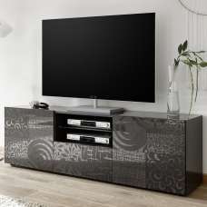 Ardent High Gloss TV Stand With 2 Doors 1 Drawer In Grey - UK
