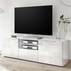 Ardent High Gloss TV Stand With 2 Doors 1 Drawer In White - UK
