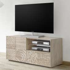Ardent Wooden TV Stand With 1 Door 1 Drawer In Sonoma Oak - UK