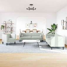 Ardino Velvet 3+2+1 Sofa Set In Light Grey - UK