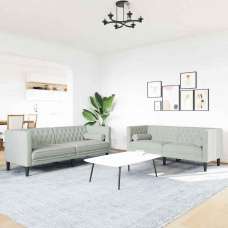 Ardino Velvet 3+2 Sofa Set In Light Grey - UK