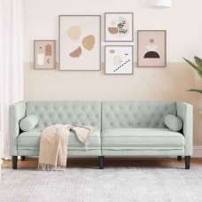 Ardino Velvet 3 Seater Sofa In Light Grey - UK