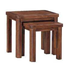 Areli Wooden Nest Of 2 Table In Dark Brown - UK