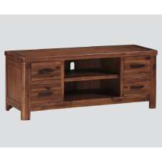 Areli Wooden Straight TV Stand With 4 Drawers In Dark Brown - UK