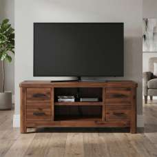 Areli Wooden Straight TV Stand With 4 Drawers In Dark Brown - UK