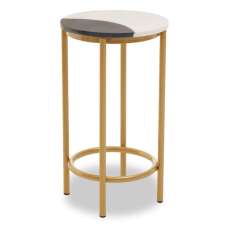 Arenza Round Two Tone Marble Side Table With Gold Base - UK