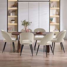 Argyle Walnut Wooden Rectangular Dining Table With Erie 6 Beige Chairs - UK