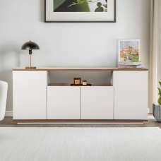 Arista Wooden Console Table in White and Walnut - UK