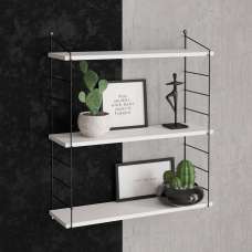 Arizona Wooden Wall Shelf with 3 Shelves in White - UK