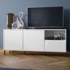 Arkley Small High Gloss TV Stand With 2 Doors In Alpine White - UK