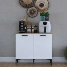 Arlivo Wooden Coffee Station Cabinets with 2 Doors in White and Walnut - UK