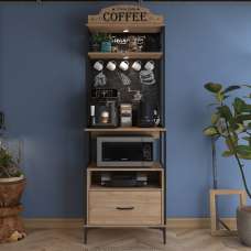 Arlivo Wooden Coffee Station Cabinets with 3 Shelf in Walnut - UK