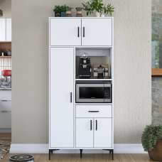 Arlivo Wooden Coffee Station Cabinets with 5 Doors in White - UK