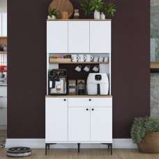 Arlivo Wooden Coffee Station Cabinets with 6 Doors in White - UK
