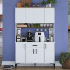 Arlivo Wooden Coffee Station Cabinets with 8 Doors 1 Drawers in White - UK