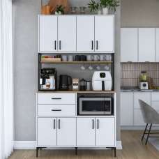 Arlivo Wooden Coffee Station Cabinets with 8 Doors 2 Drawers in White and Black - UK