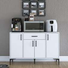 Arlivo Wooden Coffee Station Cabinets with 4 Doors in White - UK