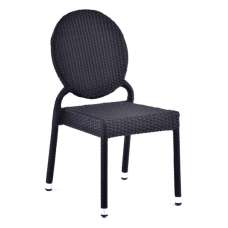 Arlo Outdoor Classic Weave Rattan Side Chair In Black - UK