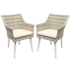 Arlo Cream Rattan Dining Chairs In Pair - UK
