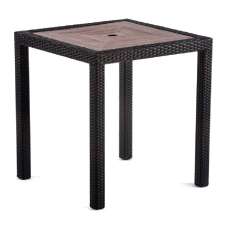 Arlo Teak Polyresin Square Dining Table With Black Weave - UK