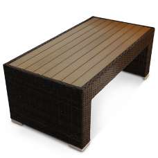 Arlo Wooden Top Coffee Table With Rattan Base - UK