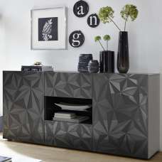 Arlon High Gloss Sideboard With 2 Doors 2 Drawers In Grey - UK
