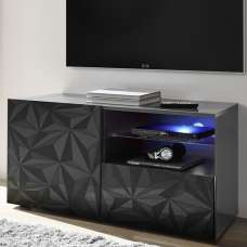 Arlon High Gloss TV Stand With 1 Door 1 Drawer In Grey And LED - UK