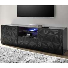 Arlon High Gloss TV Stand With 2 Doors 1 Drawer In Grey And LED - UK