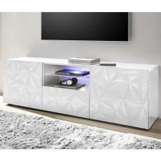Arlon High Gloss TV Stand With 2 Doors 1 Drawer In White And LED - UK