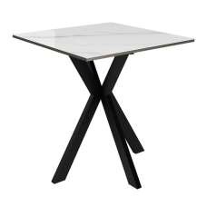 Armada Square Ceramic Side Table In White Marble Effect - UK