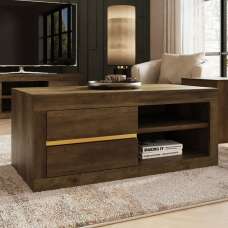 Arnhem Wooden Coffee Table With 2 Drawers - Knotty Oak - UK