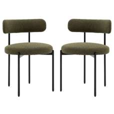 Arras Green Polyester Fabric Dining Chairs In Pair - UK