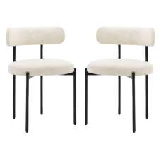 Arras Vanilla Polyester Fabric Dining Chairs In Pair - UK