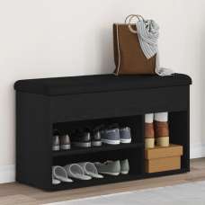 Arrington Wooden Shoe Seating Bench With Fabric Seat In Black Oak - UK