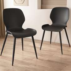 Arta Curved Plastic Dining Chairs In Pair - Black - UK