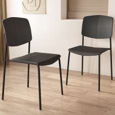 Arta Black Straight Plastic Dining Chairs - Pair - UK
