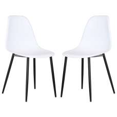 Arta Curve White Plastic Dining Chairs In Pair - UK