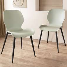 Arta Curved Plastic Dining Chairs In Pair - Green - UK